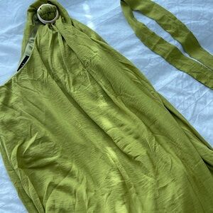 Lulus Goddess Aura Chartreuse Satin One-Shoulder Maxi Dress